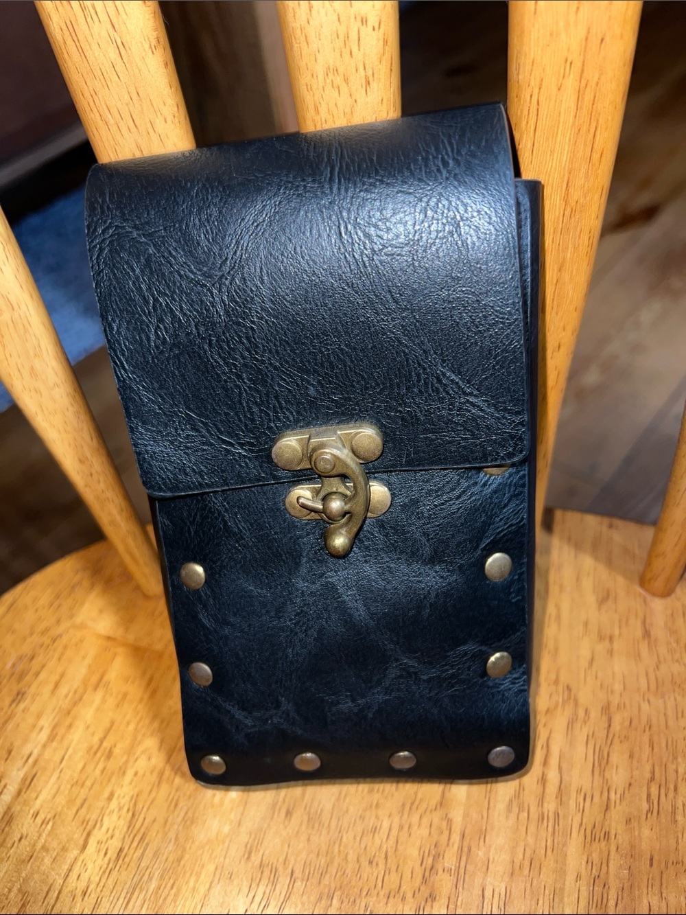 Biker Belt Pouch Bag Black Studded